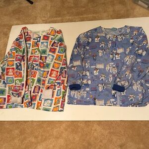 Veterinarian Scrub Tops lot of two Size XL